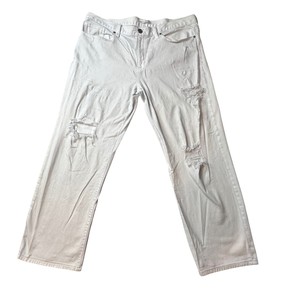 Banana Republic Jeans Womens 32 White Boyfriend‎ Distressed Ripped Premium Denim